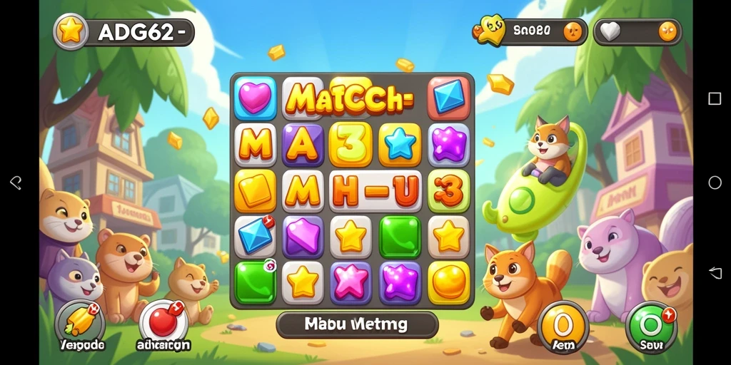 Screenshot gameplay ADG62 menunjukkan keseruan mencocokkan item.