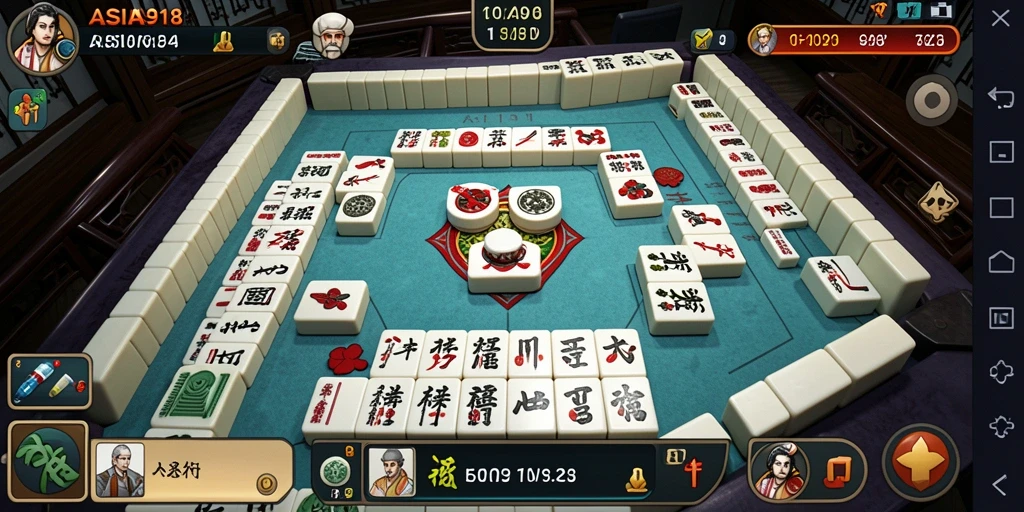 Tampilan menawan dari gameplay Mahjong di ASIA918.