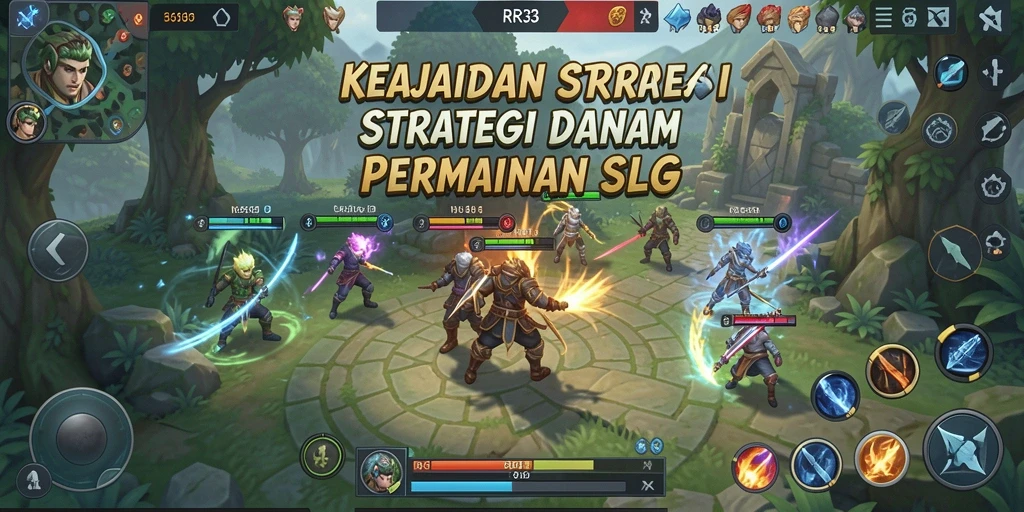 Screenshot utama RR33 menampilkan aksi strategis dalam gameplay SLG.