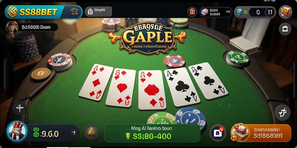 Screenshot gameplay <strong>SS88BET</strong> menampilkan permainan Gaple yang seru dan kompetitif.