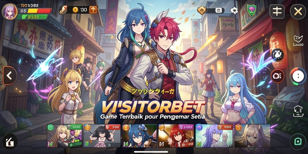 Tangkapan layar gameplay <strong>VISITORBET</strong> menampilkan karakter anime yang mengesankan.
