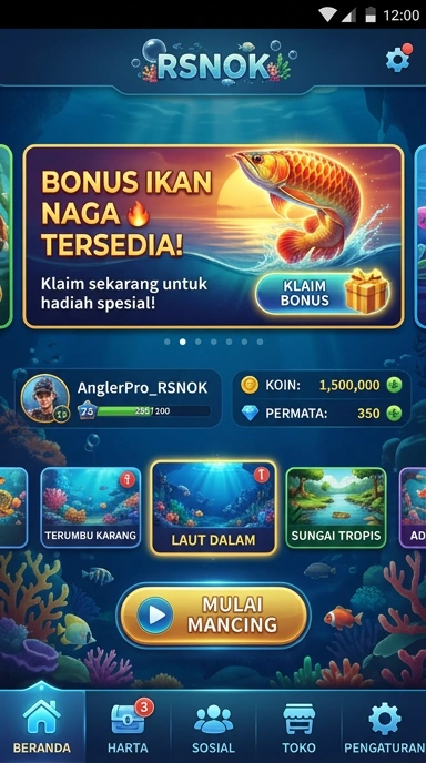 Screenshot aplikasi dengan berbagai pilihan kategori di rsnok.